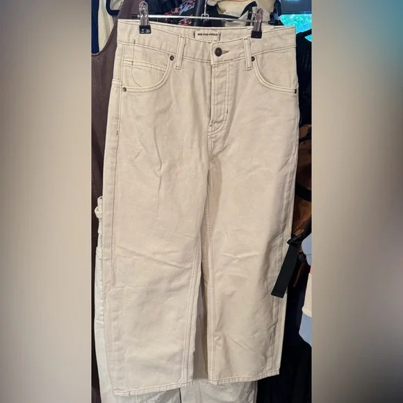 NWOT Free People We The Free Deep Trance Dropped Boyfriend Jeans casual khaki 25 - Picture 9 of 12